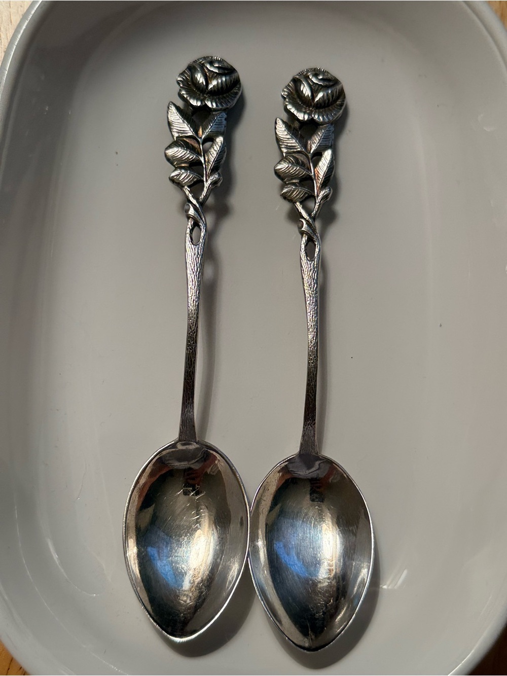 Hildesheimer Rose Handle Silver-Plate Serving Spoon Set of 4 p